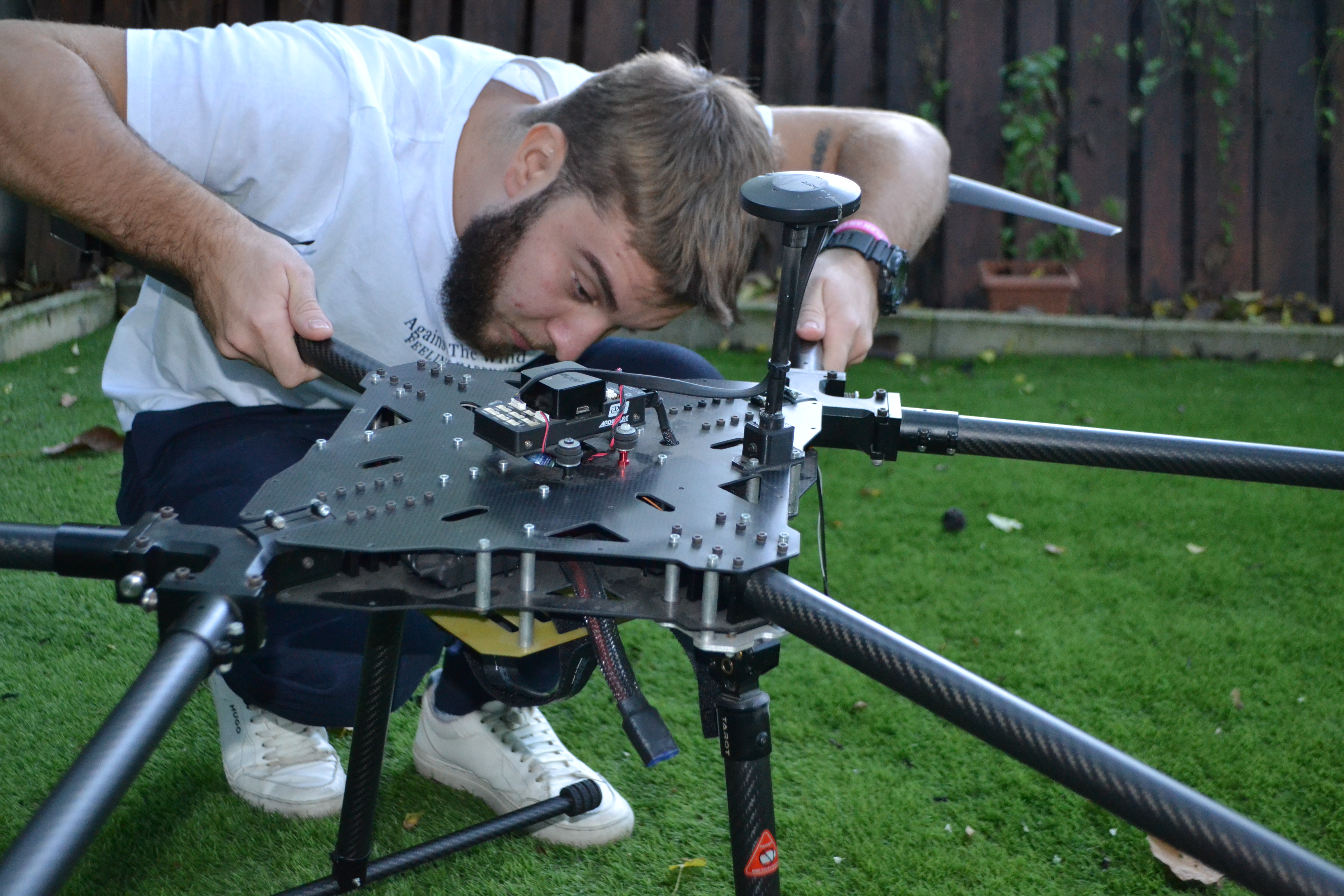 Drone build — carbon fibre frame detail